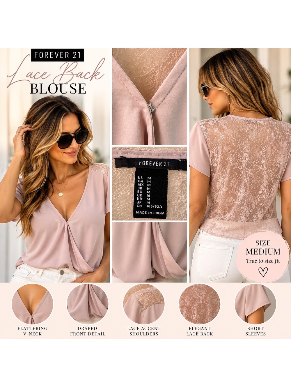 Forever 21 Lace Back Blouse – Size M